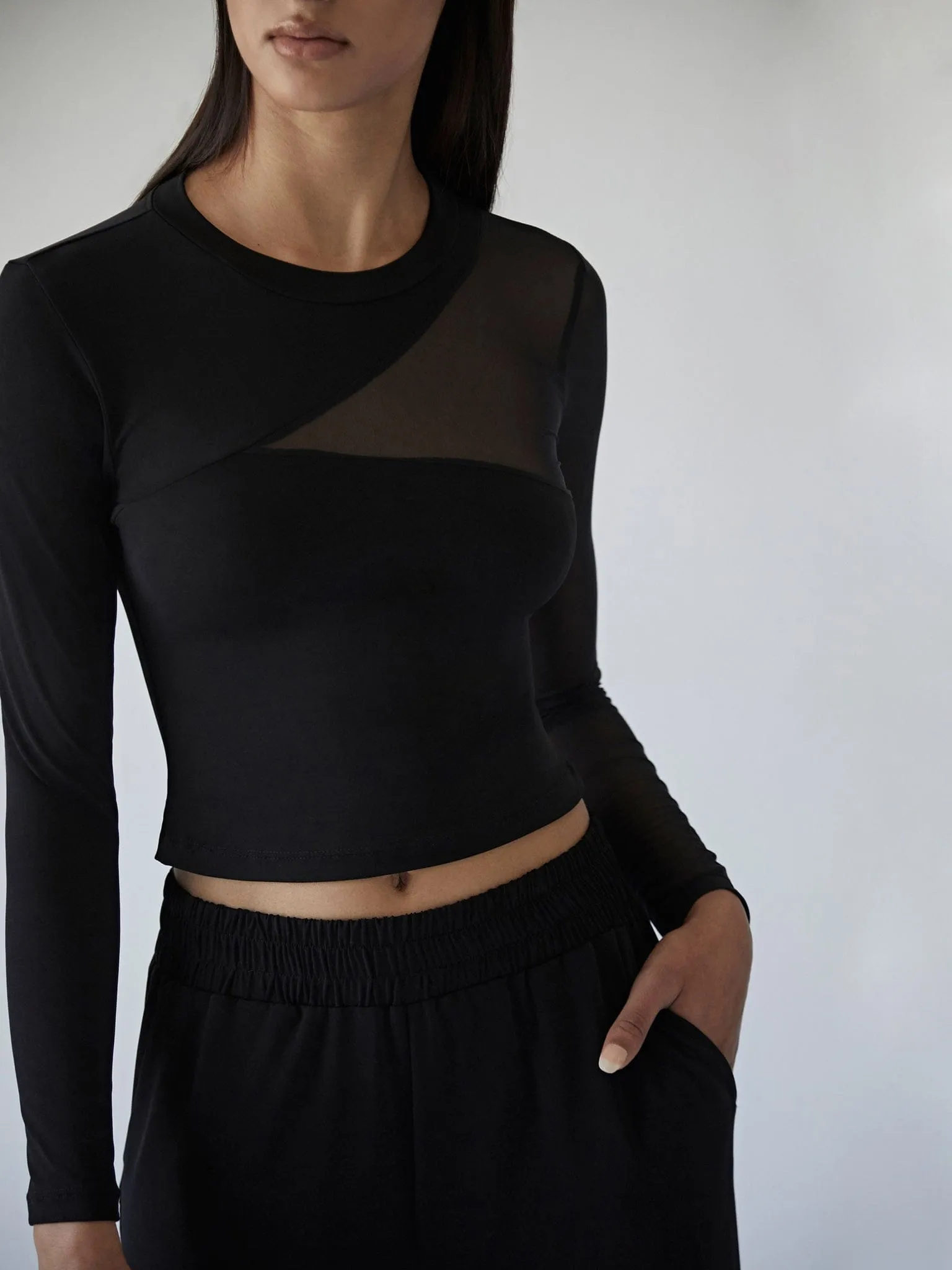 Mesh Cutout Top- Black