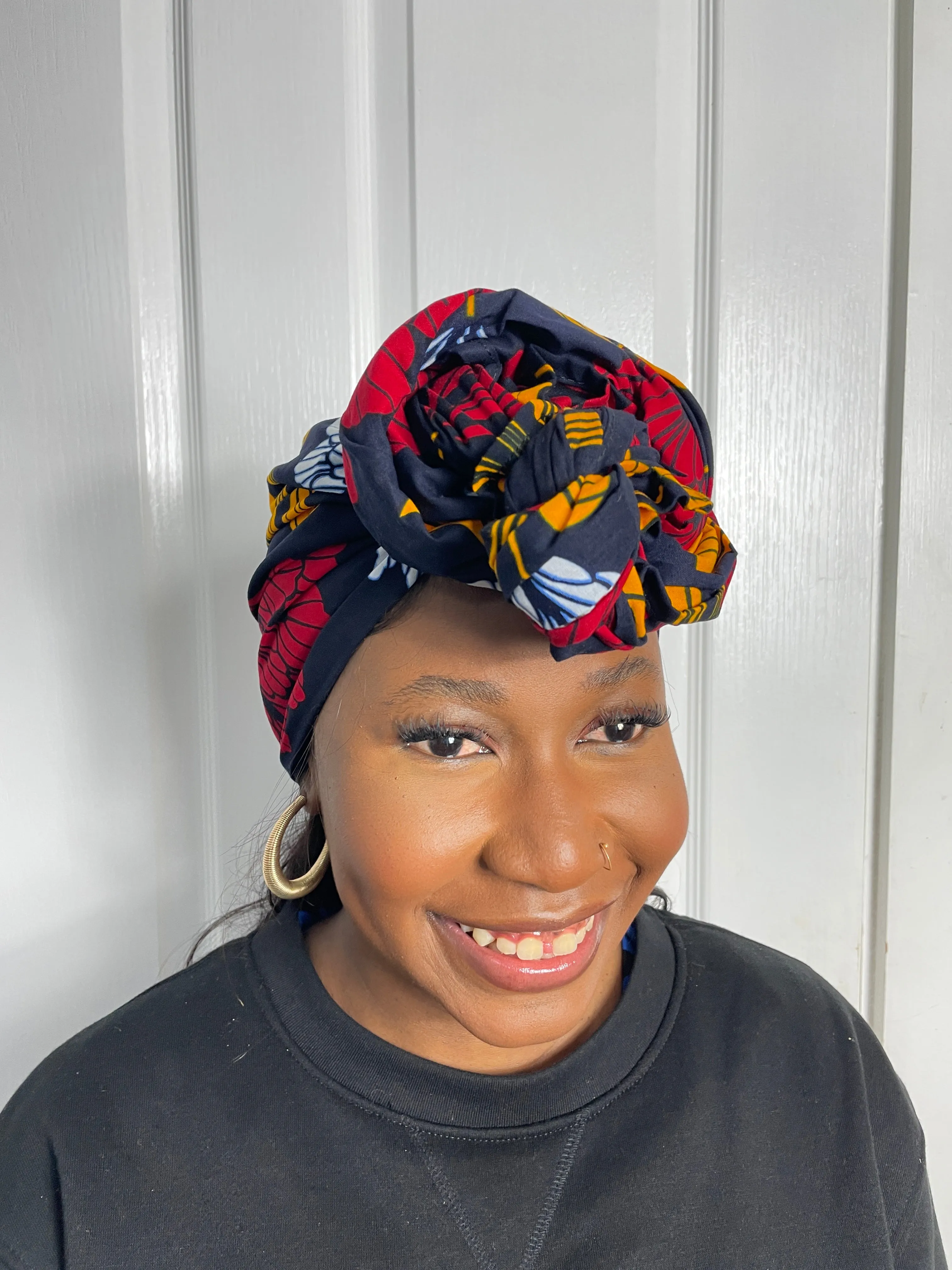 Mfon Blue and Red HeadWrap/Scarf
