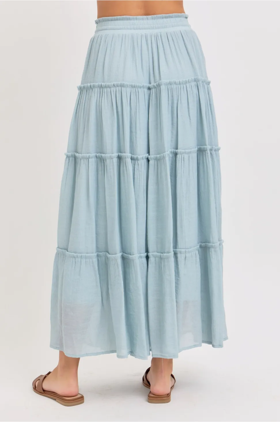 Mist Blue - Tiered Maxi Skirt