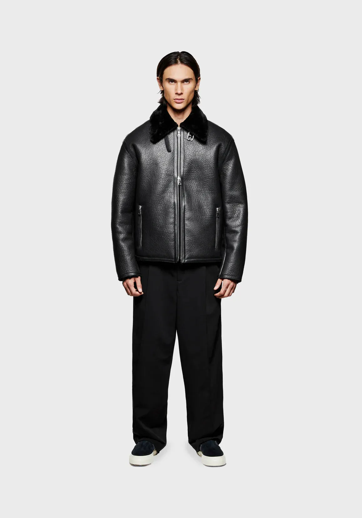 MKI MIYUKI ZOKU Shearling Flight Jacket Black