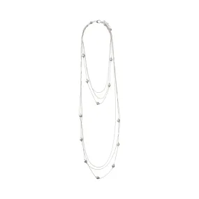 Multi Row Matt Silver Necklace