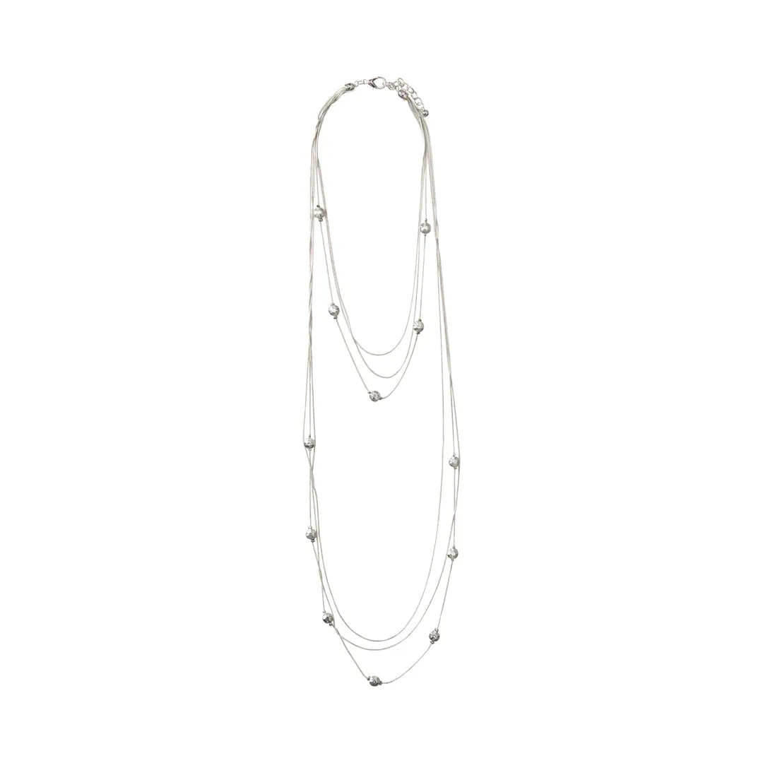 Multi Row Matt Silver Necklace
