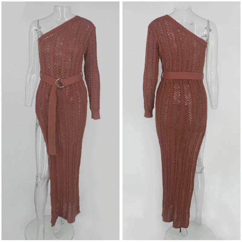MYA - Knitted long maxi dress with High split