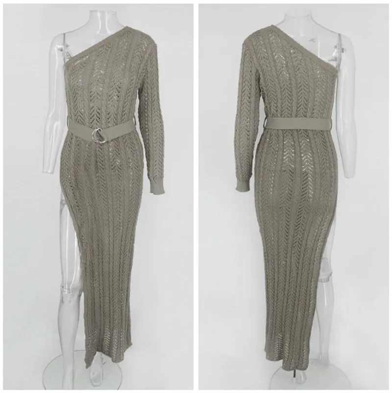 MYA - Knitted long maxi dress with High split