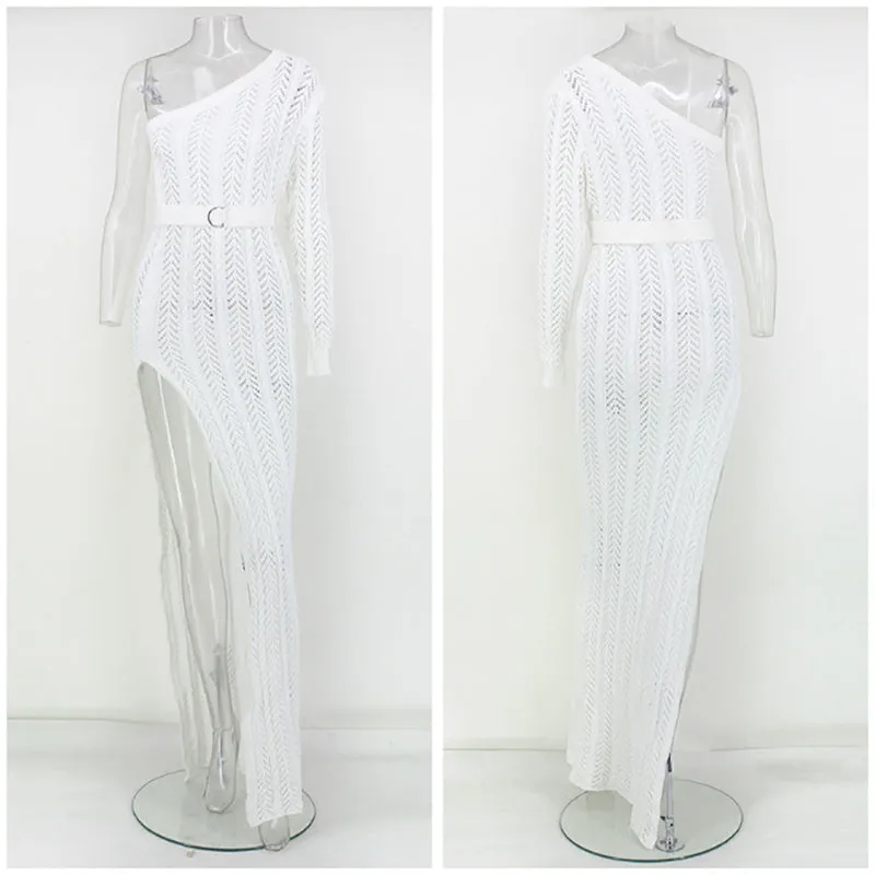 MYA - Knitted long maxi dress with High split