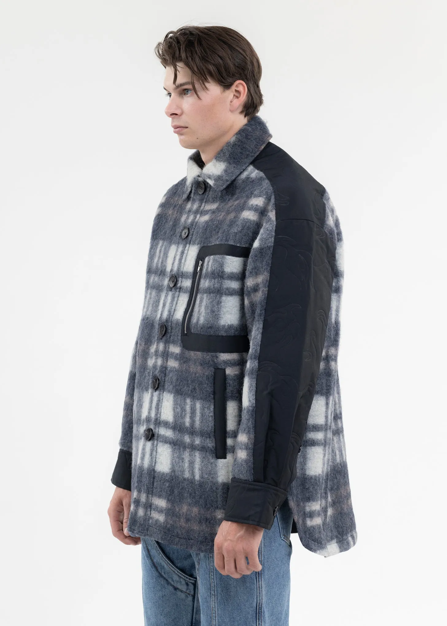 NAVY FLANNEL SHIRT WITH QUILT PHOENIX