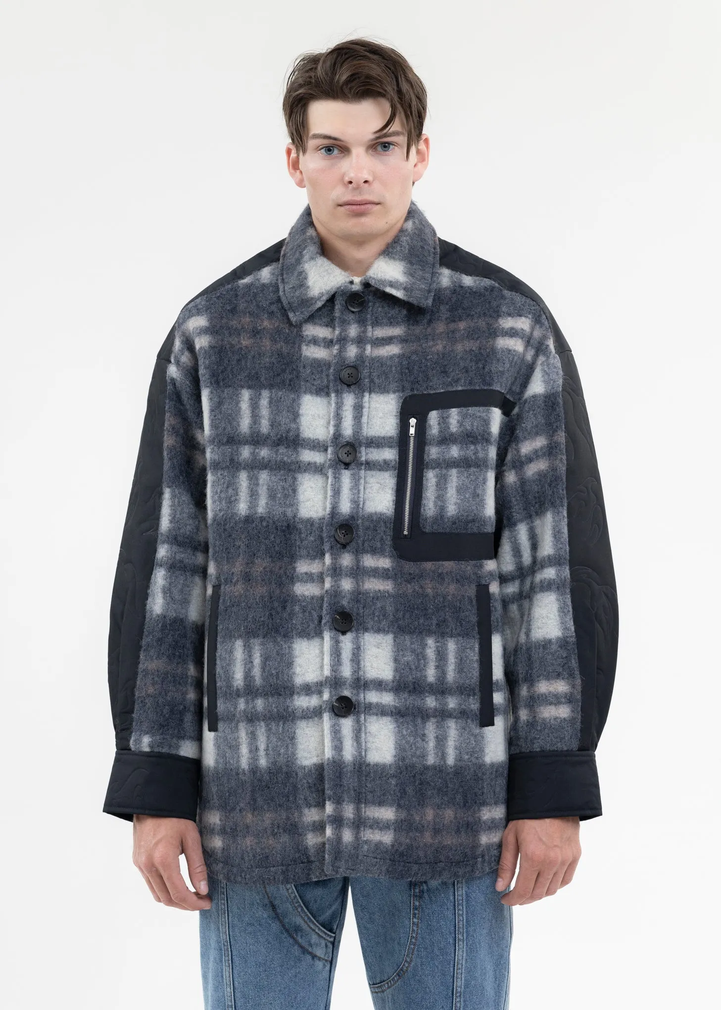 NAVY FLANNEL SHIRT WITH QUILT PHOENIX