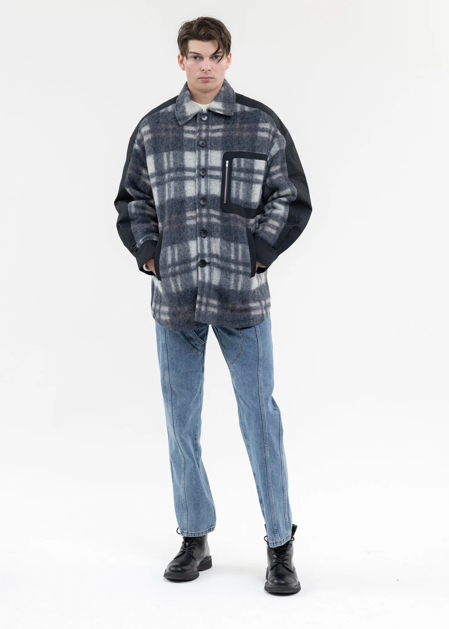 NAVY FLANNEL SHIRT WITH QUILT PHOENIX