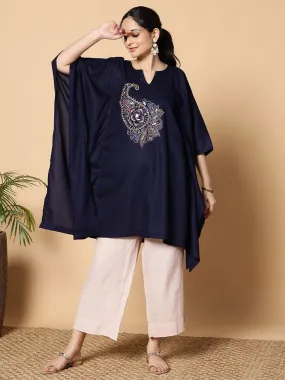 Navy Rayon Kaftan - Raw