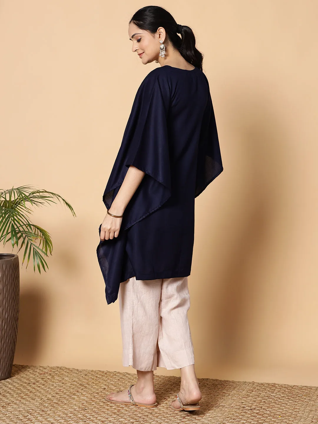 Navy Rayon Kaftan - Raw