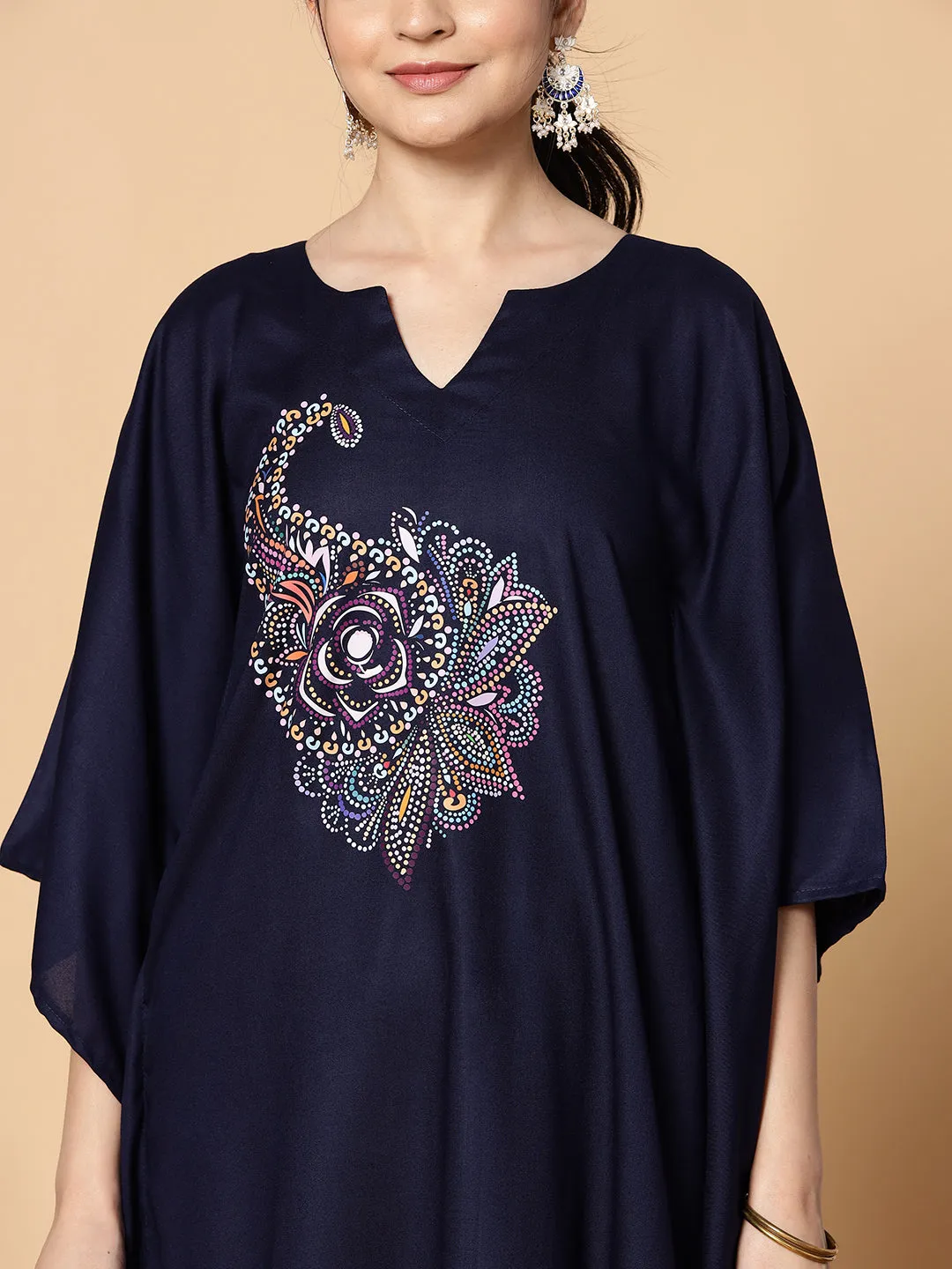 Navy Rayon Kaftan - Raw