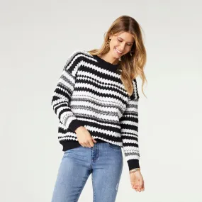 Noelle Textured Stripe Sweater - Black/White - Final Sale
