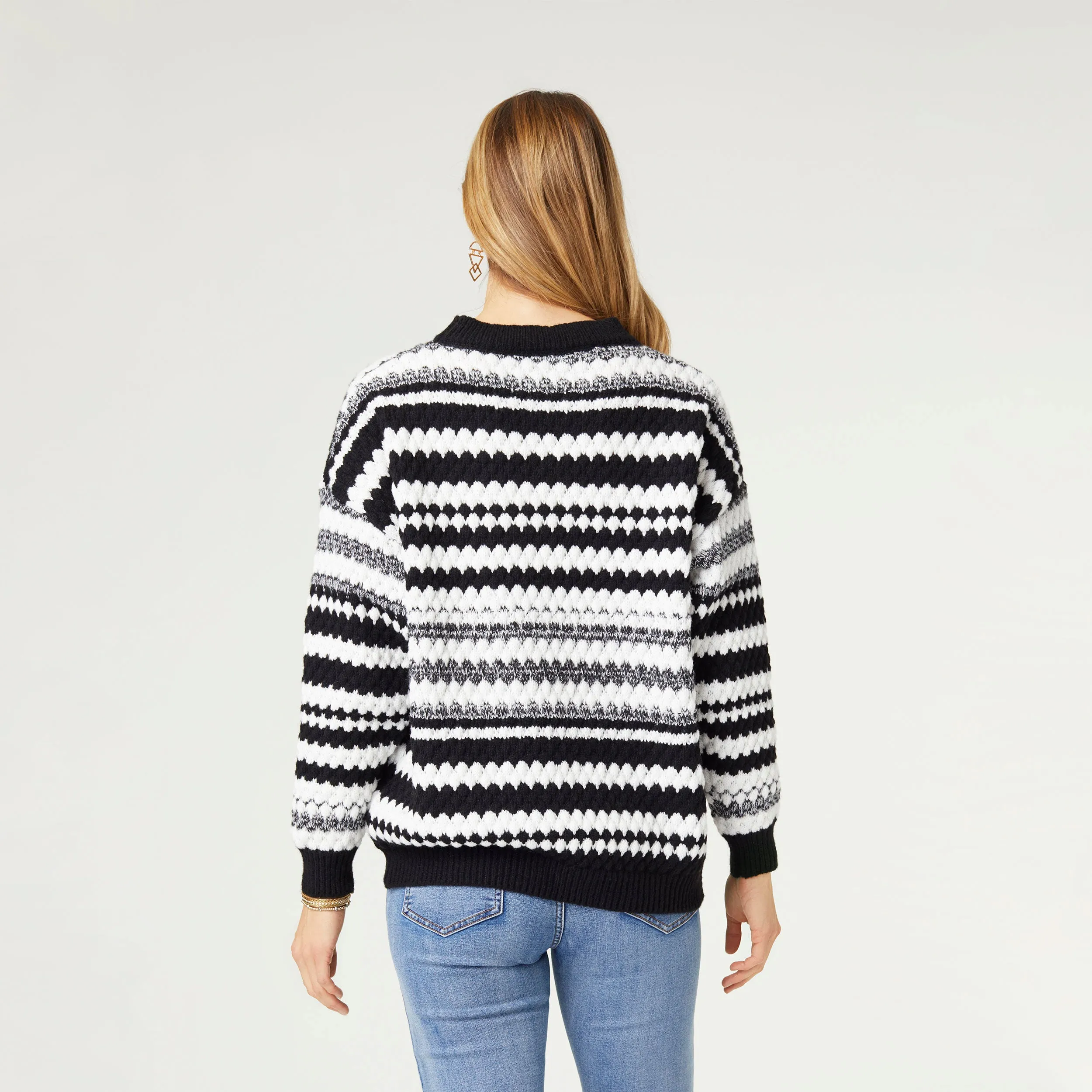 Noelle Textured Stripe Sweater - Black/White - Final Sale