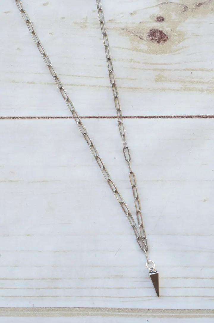 PAPERCLIP NECKLACE | SILVER PYRAMID CHARM