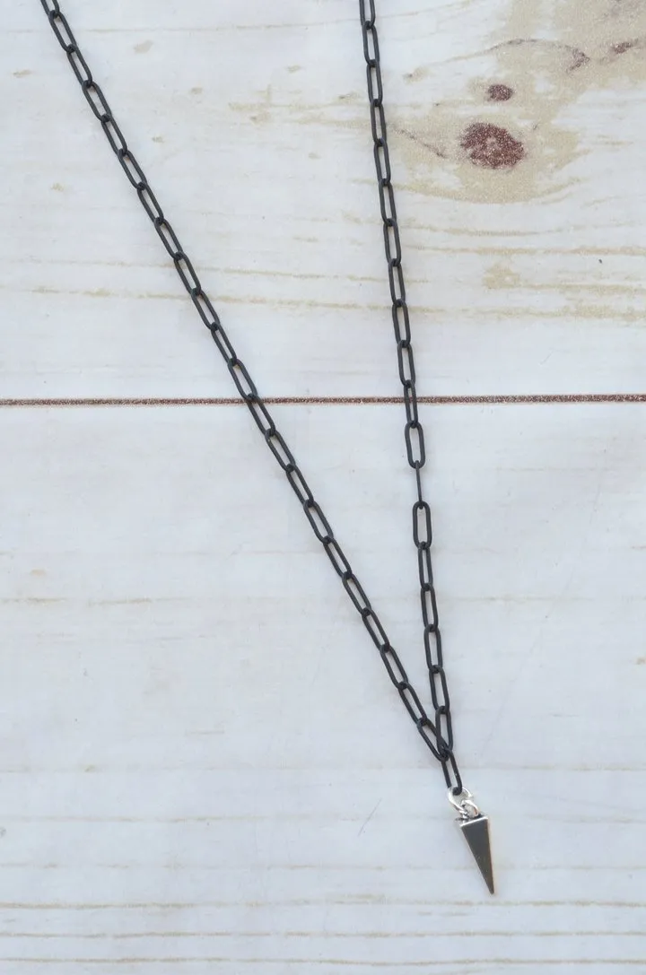 PAPERCLIP NECKLACE | SILVER PYRAMID CHARM