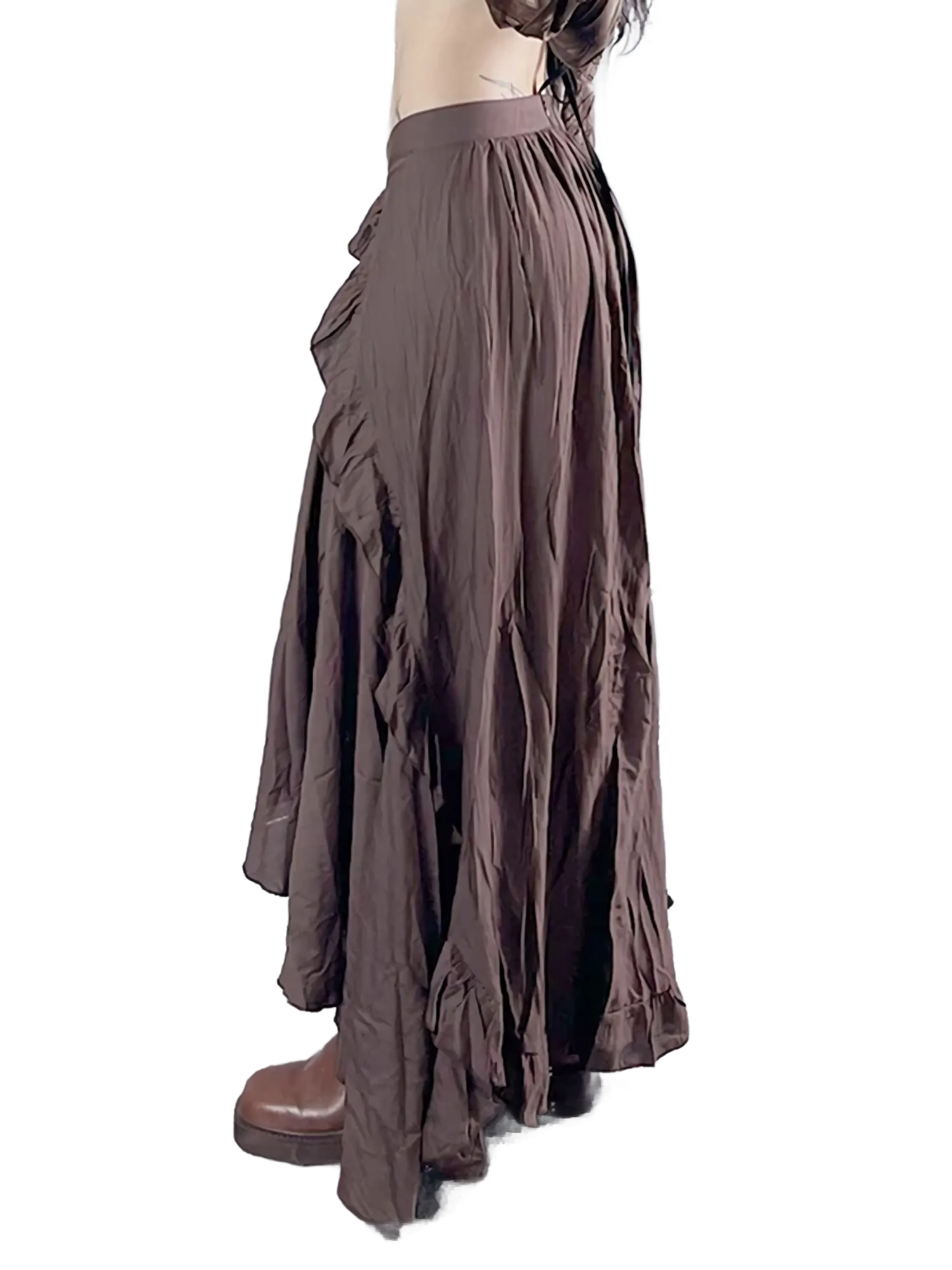 Pastel Earth Tone Cascading Maxi Skirt