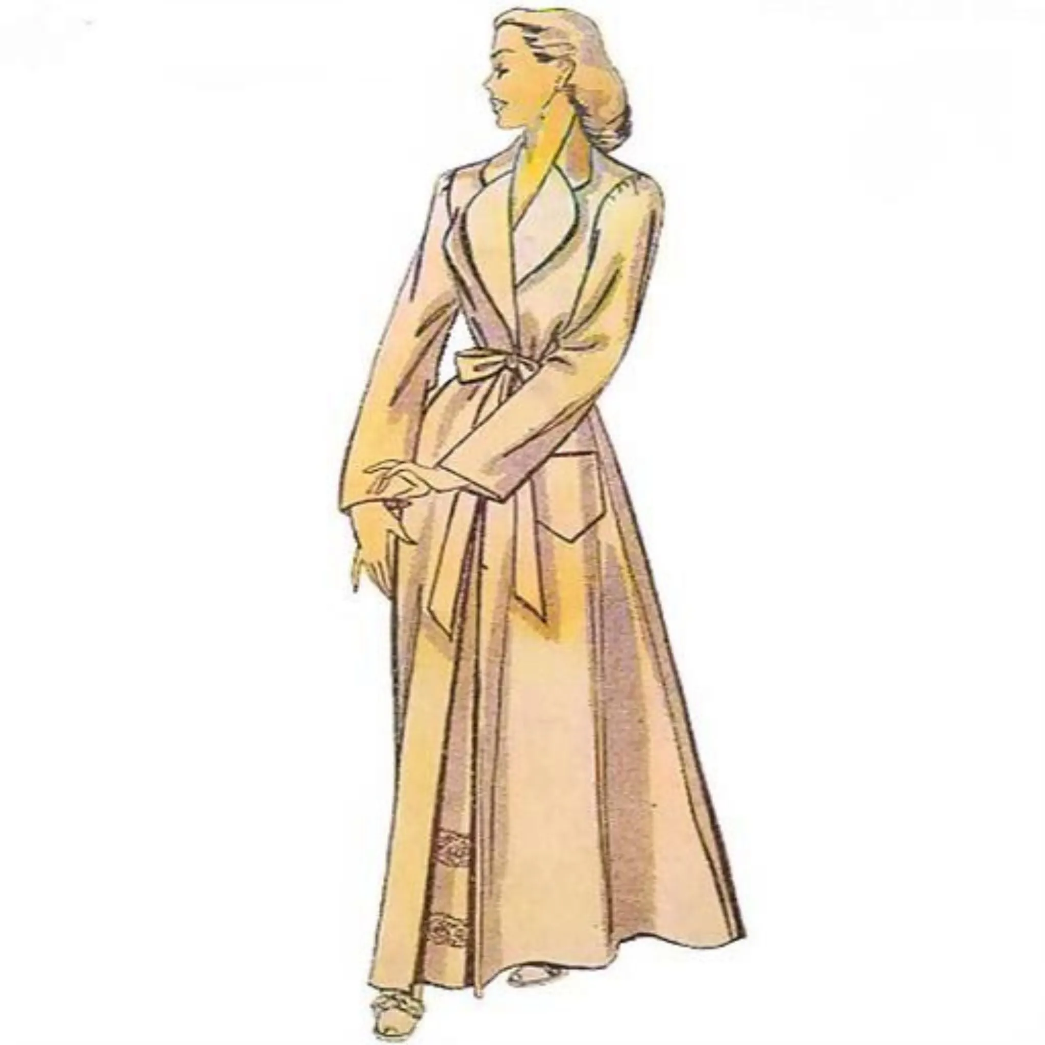 PDF - Vintage 1940s Pattern, Women's Wrap Housecoat, Dressing Gown -  Bust 38” (96.5cm) - Download