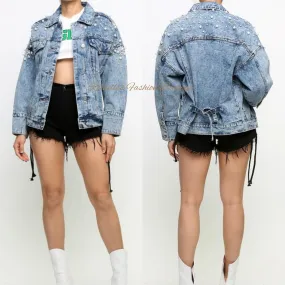 PEARL EMBELLISHED DENIM JACKET