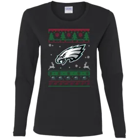Philadelphia Eagles Logo Football Teams Ugly Christmas Sweater Women Long Sleeve Shirt