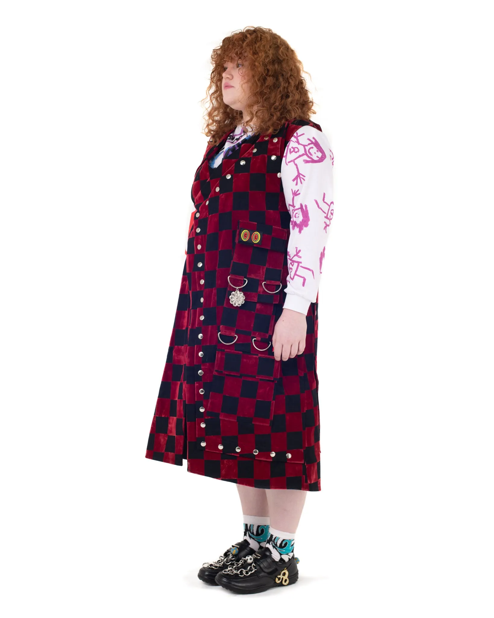 Ping Wrap Dress in Red Flock