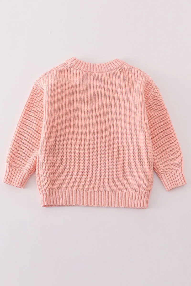 Pink Floral Hand-embroidery Jumper Sweater