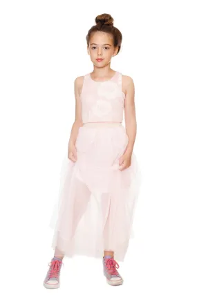 Pink Roses Cutout Crop Tank Top