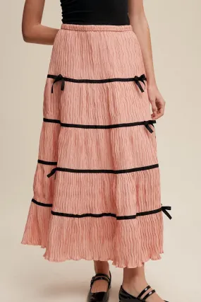 Plisse Bow Maxi Skirt