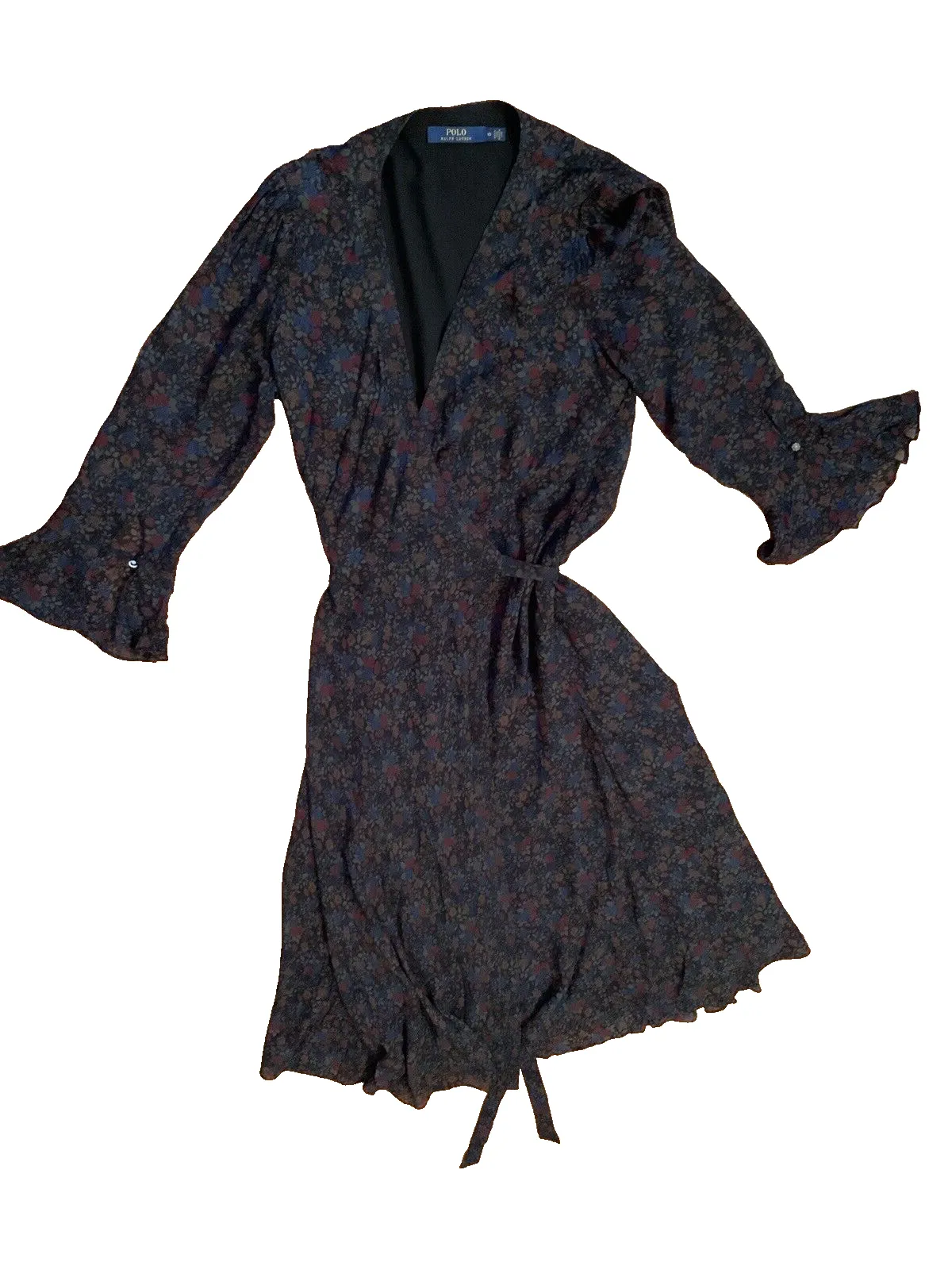 Ralph Lauren Polo Runaway Floral Wrap Maxi Dress Silk US 10 UK 14 ladies