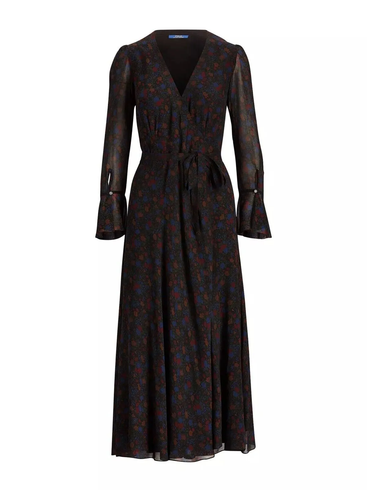 Ralph Lauren Polo Runaway Floral Wrap Maxi Dress Silk US 10 UK 14 ladies