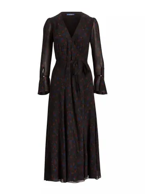 Ralph Lauren Polo Runaway Floral Wrap Maxi Dress Silk US 10 UK 14 ladies