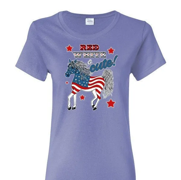 Red White and Cute Patriotic Horse Lover's T-Shirt
