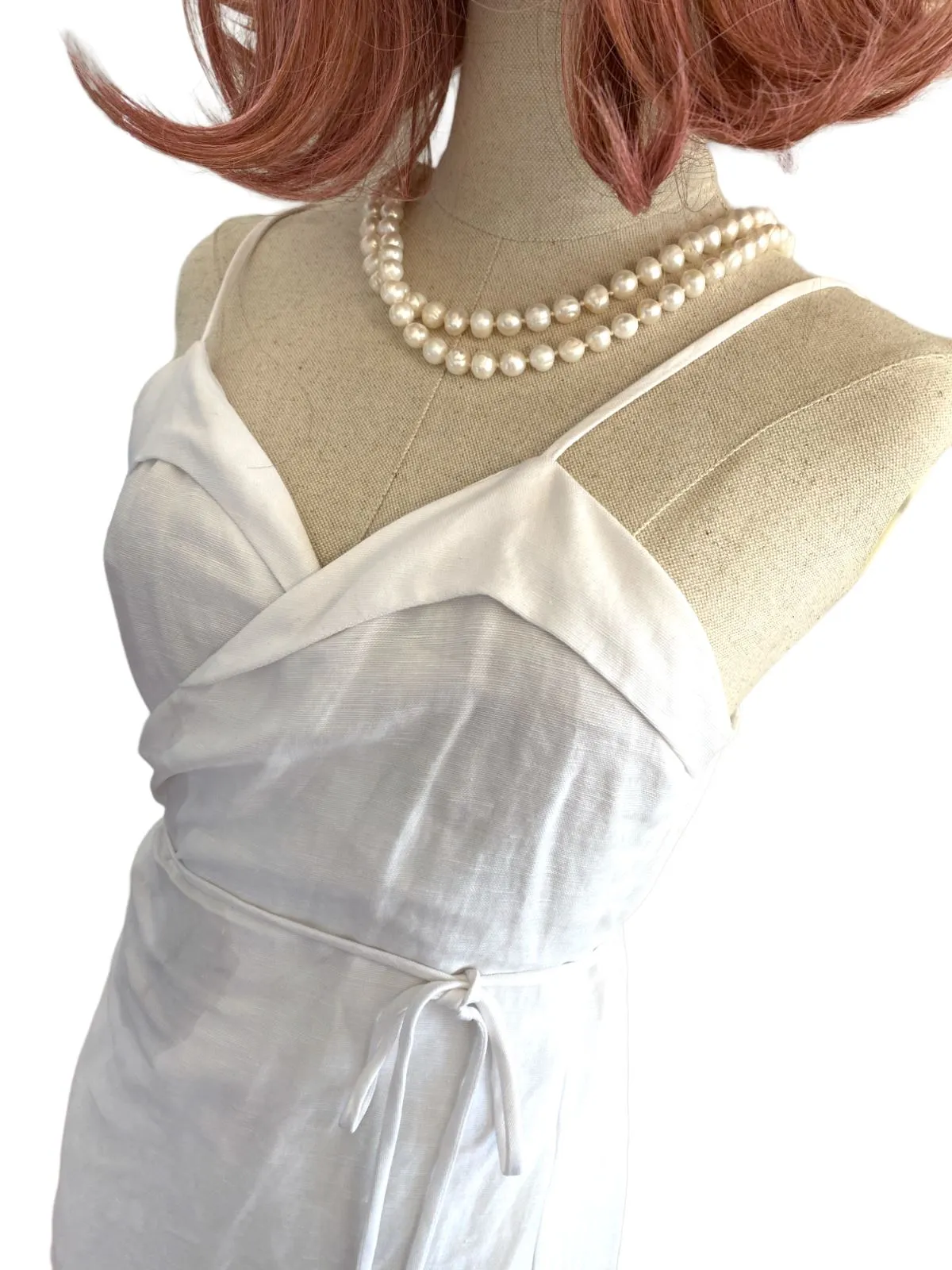 Reformation Wrap Midi Dress | Linen blend, White, Sz Large, Summer, Cocktail