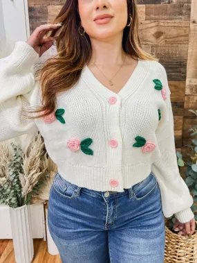 Rosalinda Dainty Flower Knit Cardigan