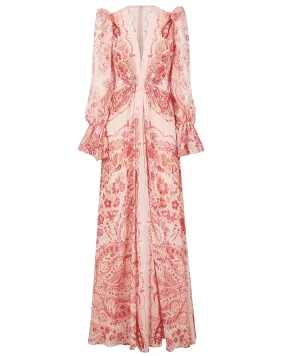 Rosso Print Paisley V Neck Maxi Dress