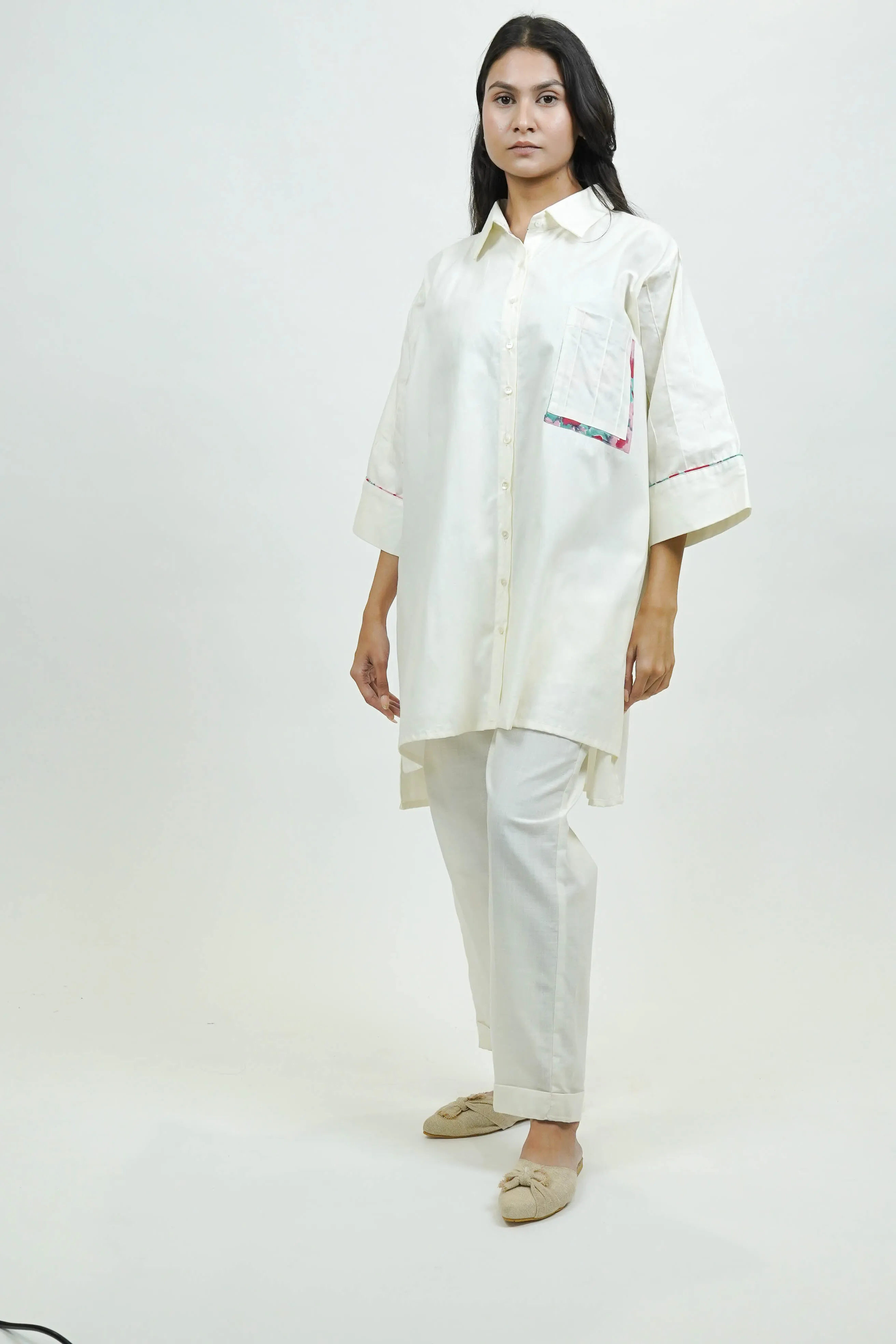 S0028 - Off White Slub Pants