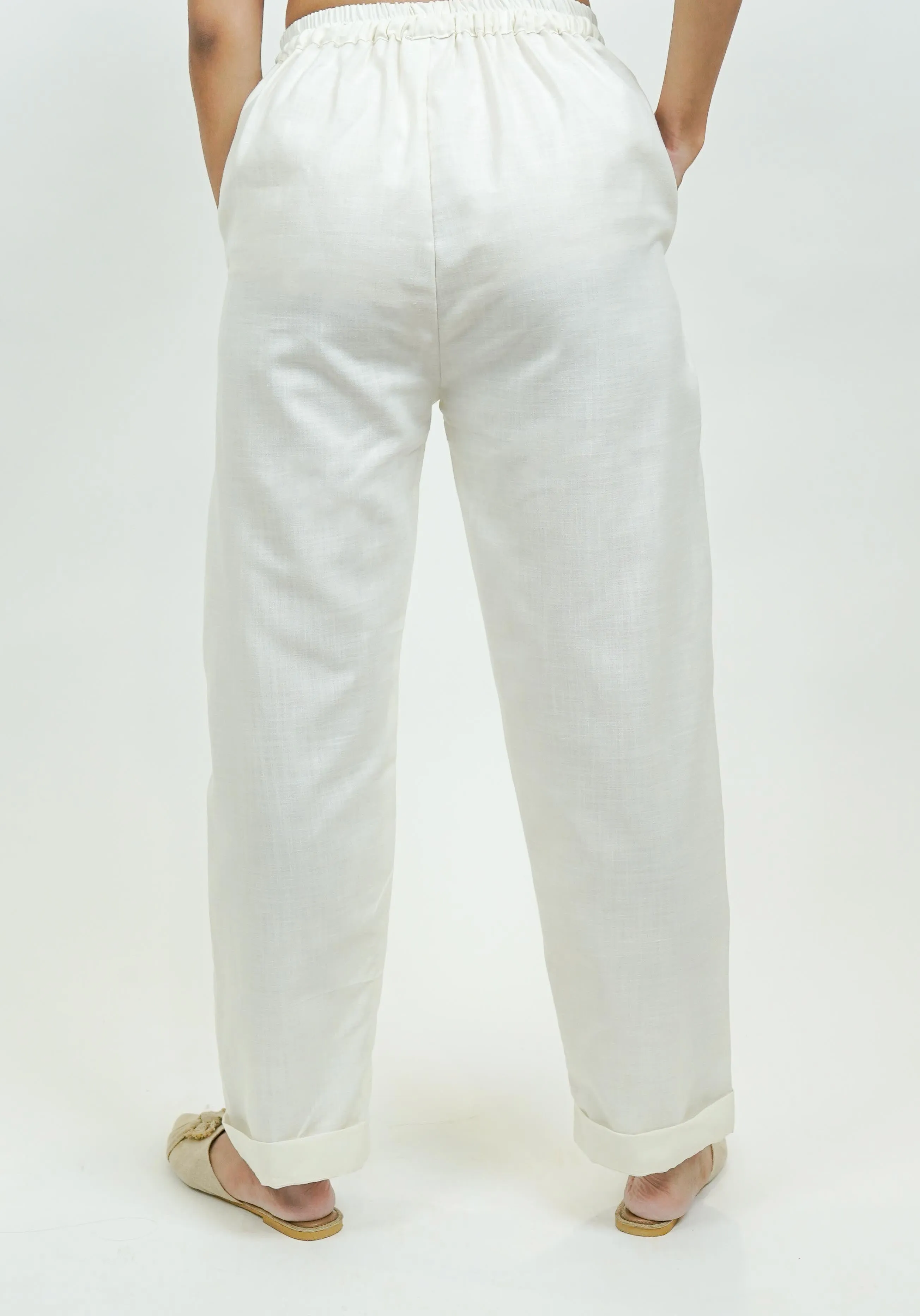 S0028 - Off White Slub Pants