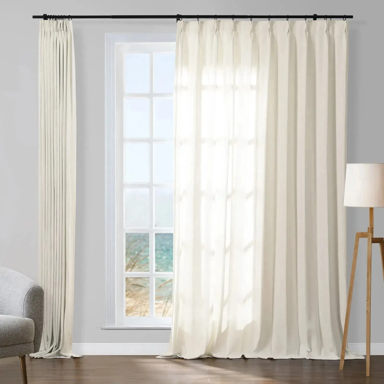 Sarai Textured Metallic Cotton Blend Curtain Pleated