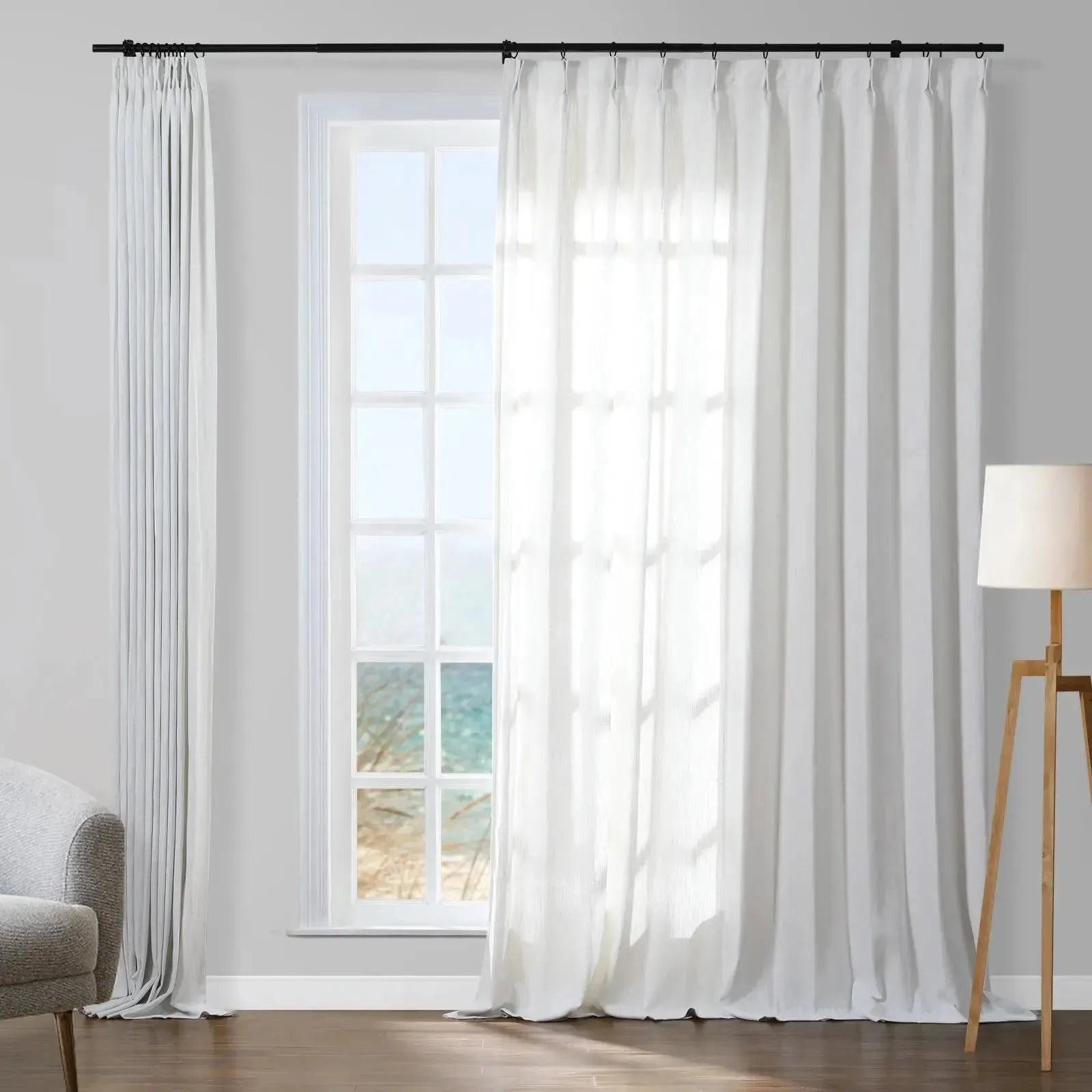 Sarai Textured Metallic Cotton Blend Curtain Pleated