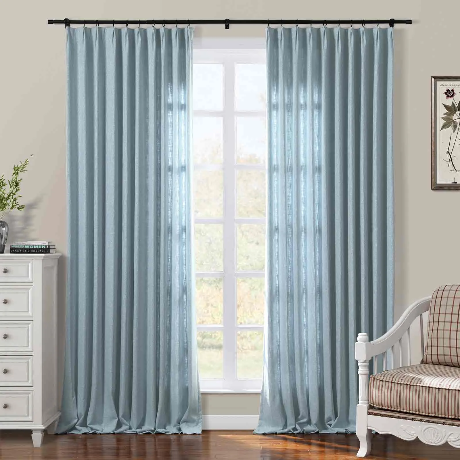 Sarai Textured Metallic Cotton Blend Curtain Pleated