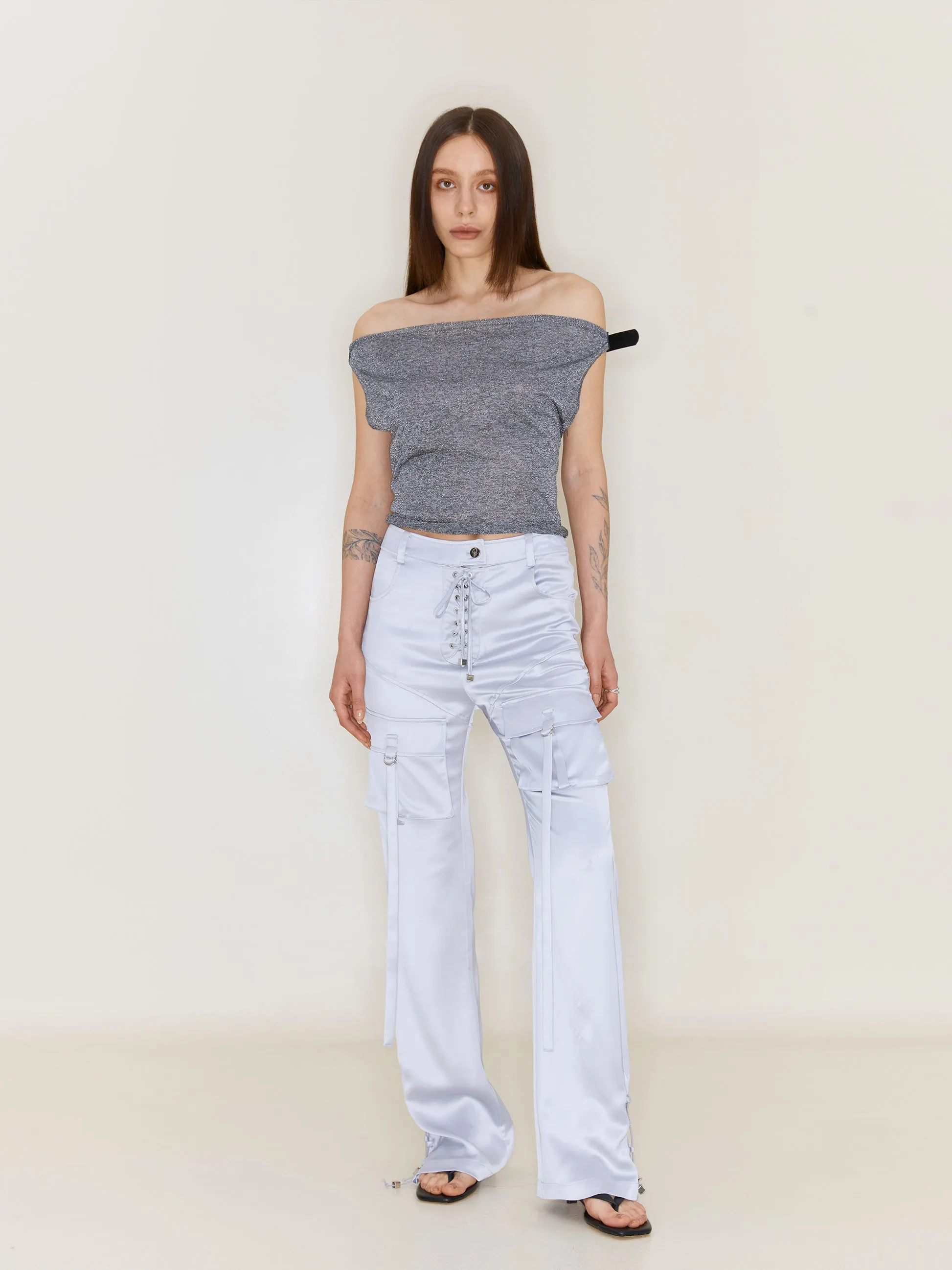 Satin Bandage Flared Pants
