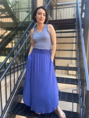 Selah Dusty Blue Slit Maxi Skirt