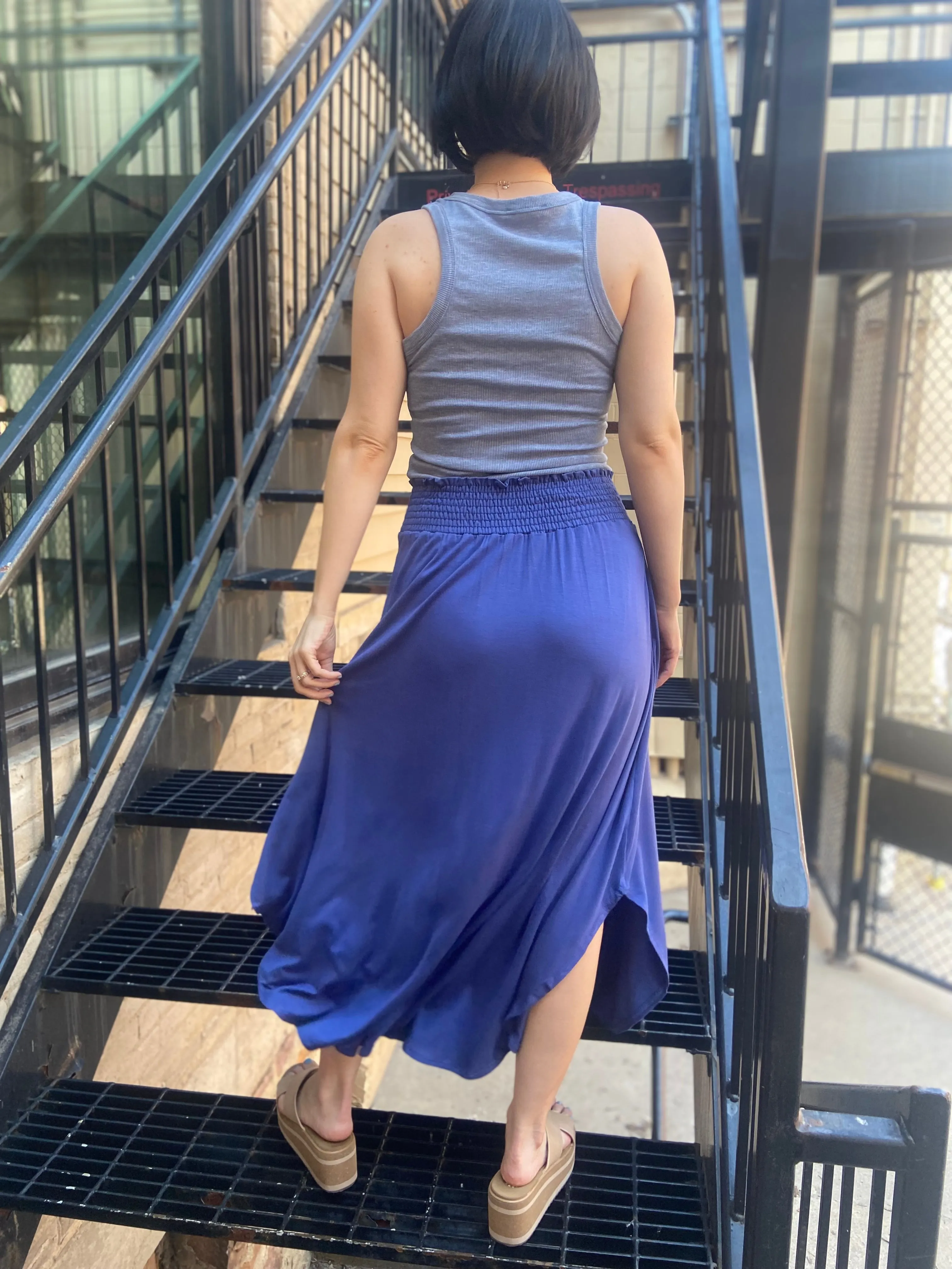 Selah Dusty Blue Slit Maxi Skirt