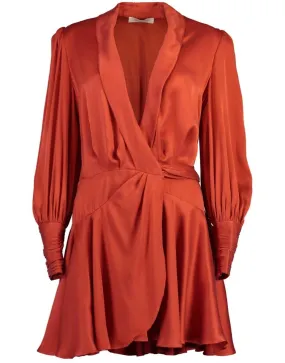 Silk Wrap Mini Dress