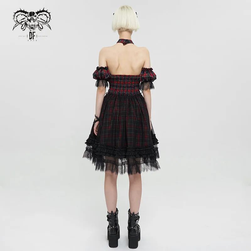 'Snowblood' Punk Cheongsam Collar Plaid Dress
