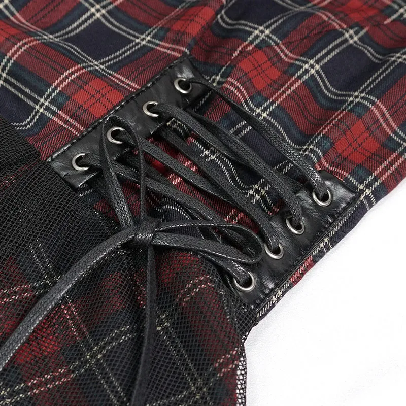 'Snowblood' Punk Cheongsam Collar Plaid Dress