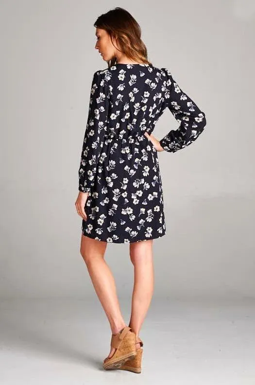 Sonoma Navy Floral Print Wrap Dress
