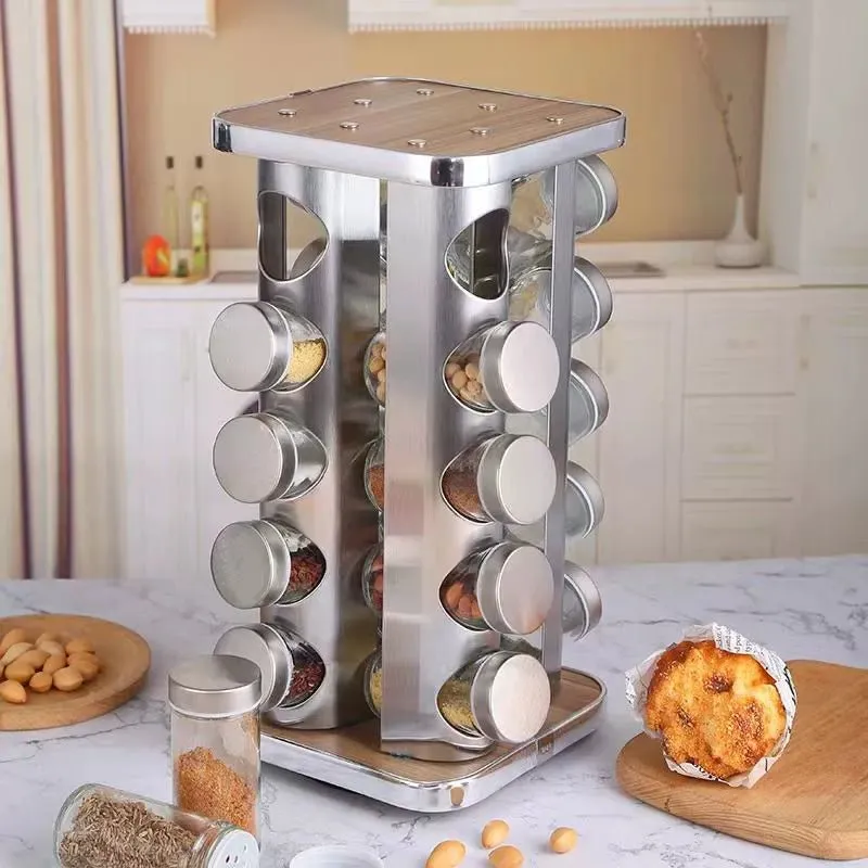 Stainless Steel Multi-Layer Rotary Kitchen Storage Rack