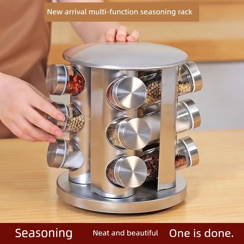 Stainless Steel Multi-Layer Rotary Kitchen Storage Rack