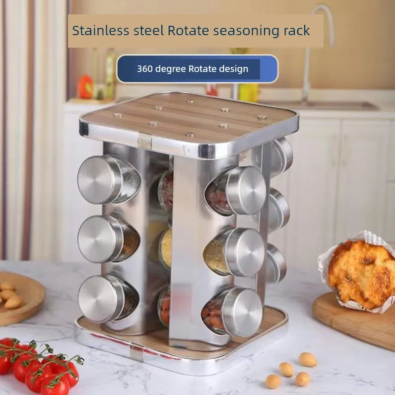 Stainless Steel Multi-Layer Rotary Kitchen Storage Rack