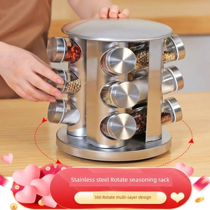 Stainless Steel Multi-Layer Rotary Kitchen Storage Rack